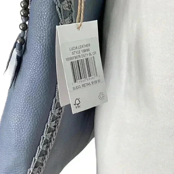 The Sak Lucia Leather Zip Top Crossbody Bag Dusty Blue Crochet Adjustable NEW - Picture 5 of 12